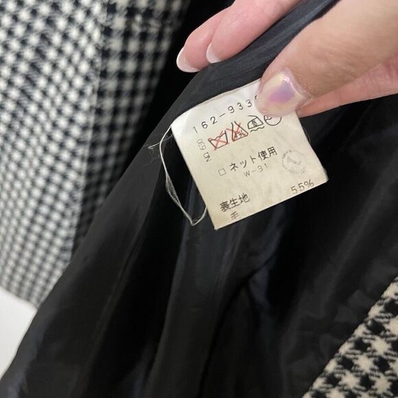 O.Z.O.C. japan wool houndstooth hooded peacoat knee length size 38 - Picture 2 of 7